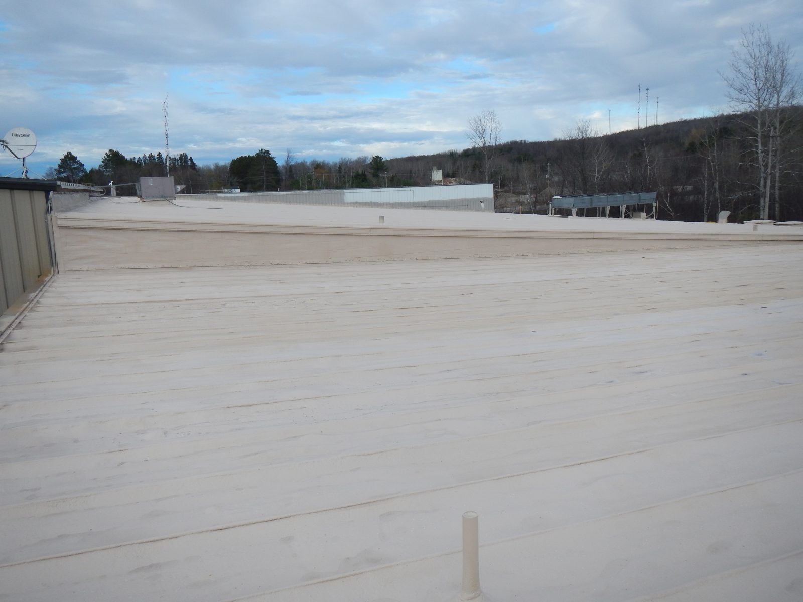 Primed single-ply roof before coating